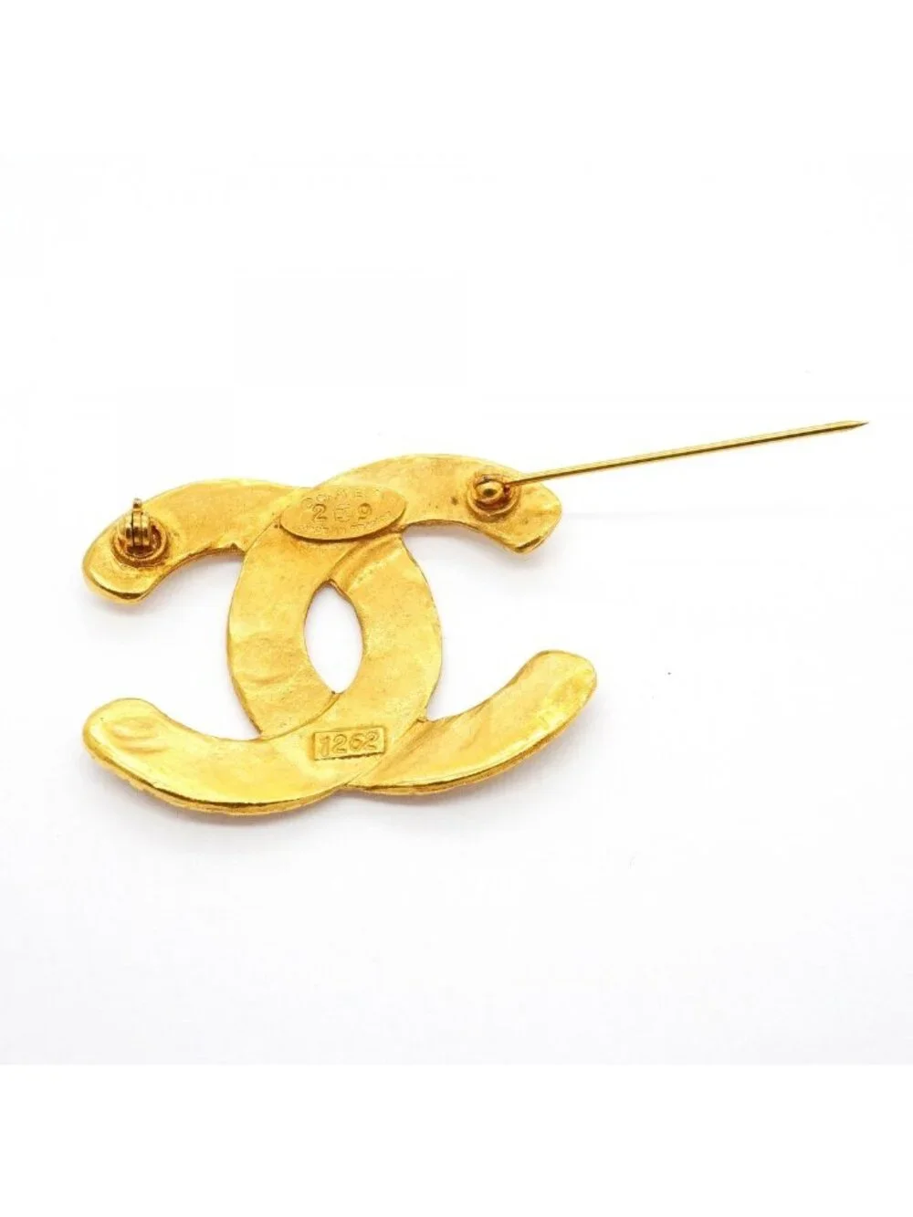 Chanel Brooch Vintage CC Logo Gold Plated